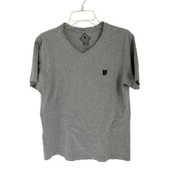 POLO WEAR V-Neck Tee T-Shirt Gray Cotton Embroidered Logo Size Med - Picture 1 of 4
